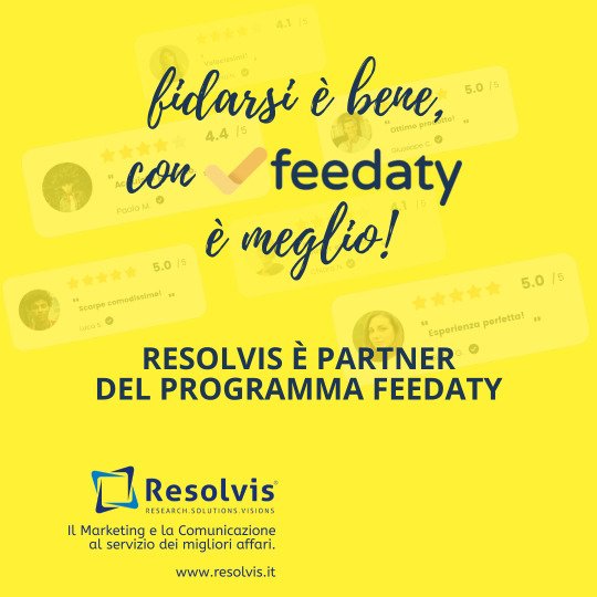 Resolvis è Agenzia Partner del Programma Feedaty!, Resolvis | Marketing | Comunicazione | Matera | Business | Produzione Web | Produzione siti internet | Startup | Innovazione | Ricerca | E-commerce