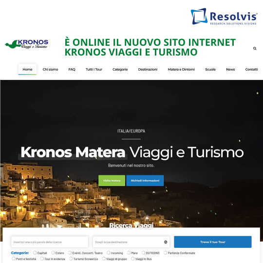 È online il nuovo sito internet Kronos Viaggi e Turismo