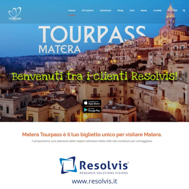 Tourpass Matera &egrave; cliente Resolvis!, Resolvis | Marketing | Comunicazione | Matera | Business | Produzione Web | Produzione siti internet | Startup | Innovazione | Ricerca | E-commerce